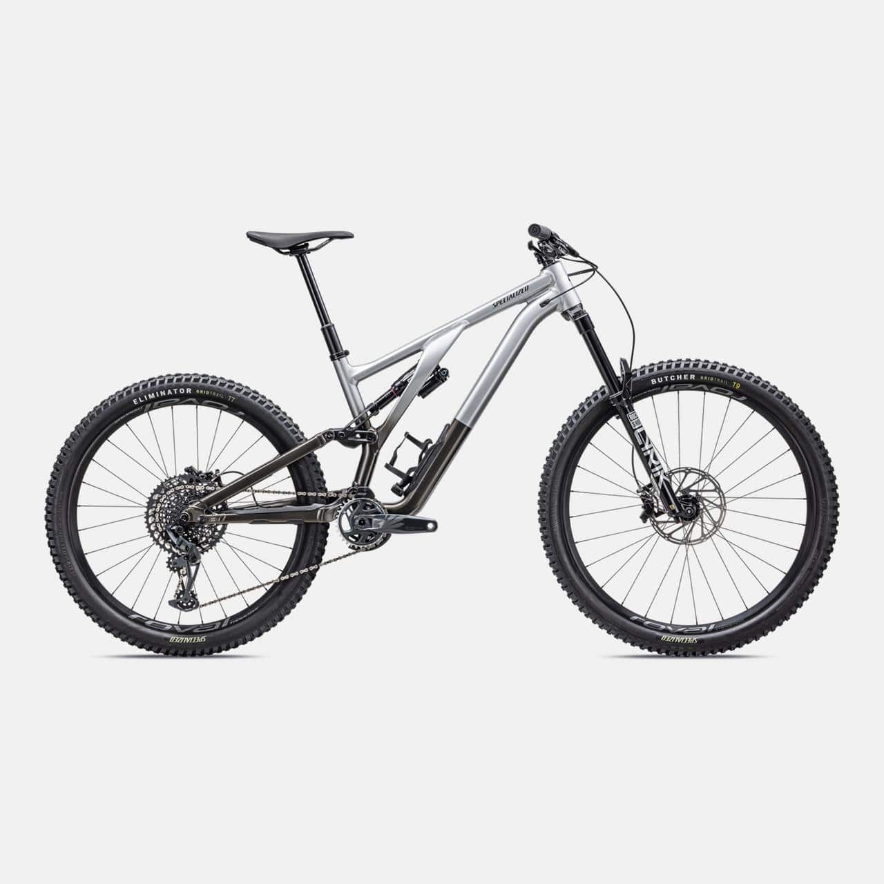 Specialized MOUNTAIN GLOSS SILVER DUST / BLACK TINT / S5 Stumpjumper EVO Elite Alloy - SRAM GX Eagle, RockShox Ultimate