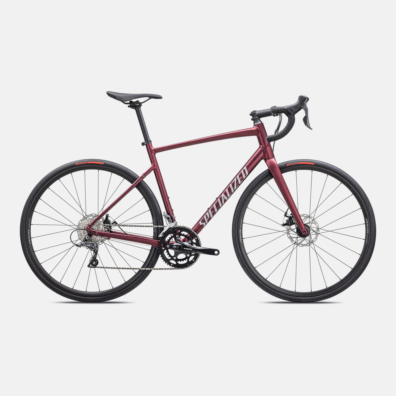 Specialized ROAD Satin Maroon / Silver Dust / Flo Red / 54 Allez - Shimano Claris