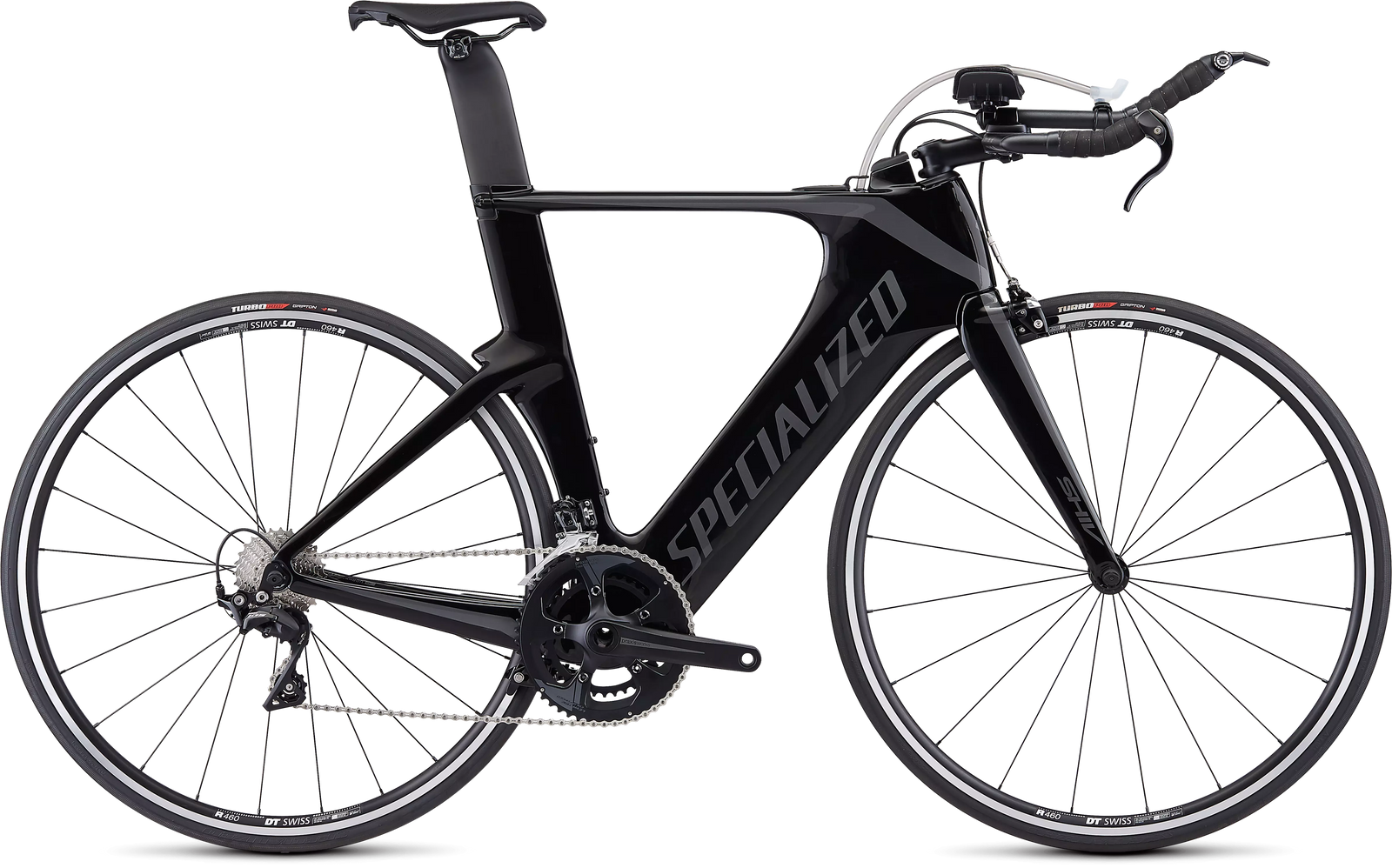 An image of a sporty black Shiv Elite bicycle with SPECIALIZED written across the side 