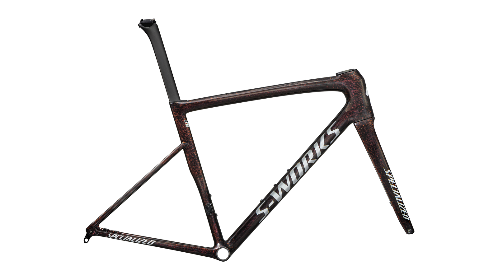 Specialized ROAD Gloss Carbon / Red To Gold Blurred Speckle / Metallic White Silver / 44 S-Works Tarmac SL8 Frameset - FACT 12r Carbon