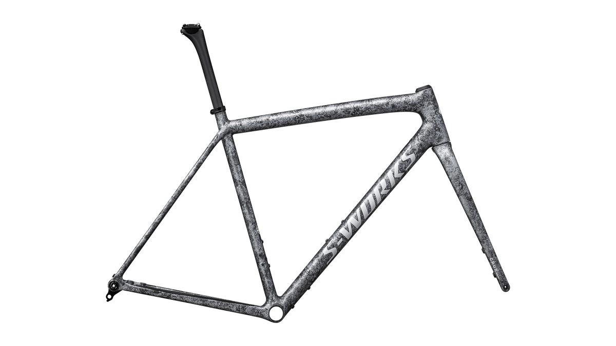 Specialized ROAD Satin Carbon / Multi-Color Blurred Impasto / Gloss White Metallic Silver / 56 S-Works Crux Frameset